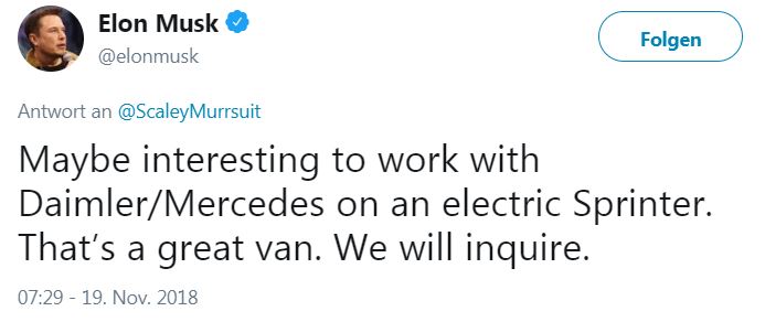 Tweet Elon Musk Daimler Tesla
